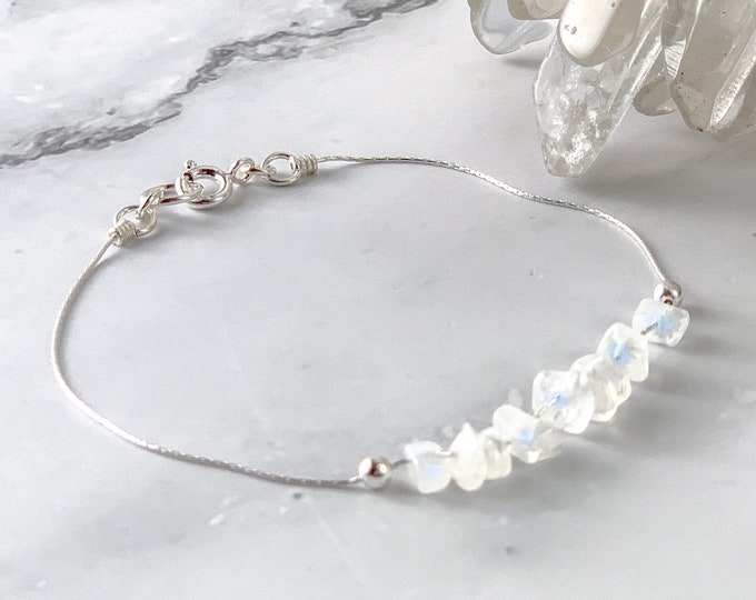 Moonstone Anklet Hope Gift, Encouragement Gift for Her, Positive Energy Bracelet, Sacred Feminine Crystal Ankle Jewelry, balanc Crown Chakra