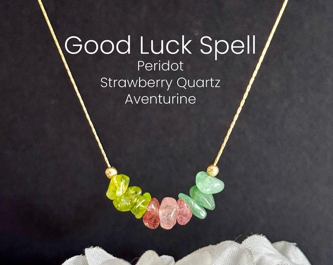 Good Luck Spell Raw Crystal Necklace for Good Fortune