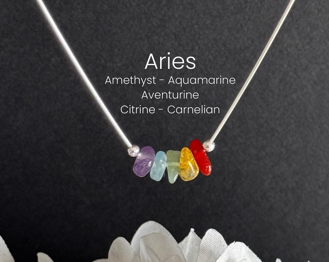 Aries Necklace Raw Crystals Zodiac Sign Astrology Choker Crystal Jewelry