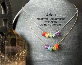 Aries Necklace Crystal Zodiac Necklace Personalized Minimalist Jewelry Gift