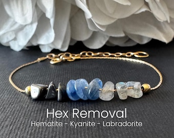 Hex Removal Spell Bracelet / Anklet – Raw Crystal Intention Jewelry Return to Sender & Energy Clearing