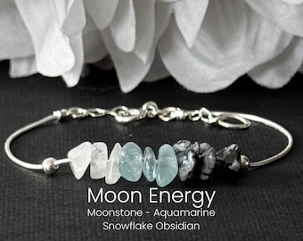 Moon Energy Bracelet or Anklet Raw Crystals for Intuition Healing Manifestation