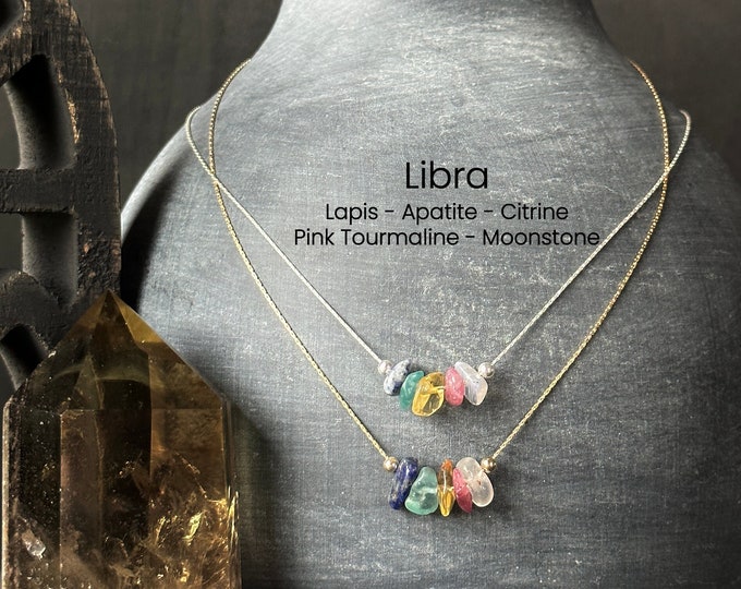 Libra Necklace Crystal Zodiac Necklace Personalized Minimalist Jewelry Gift