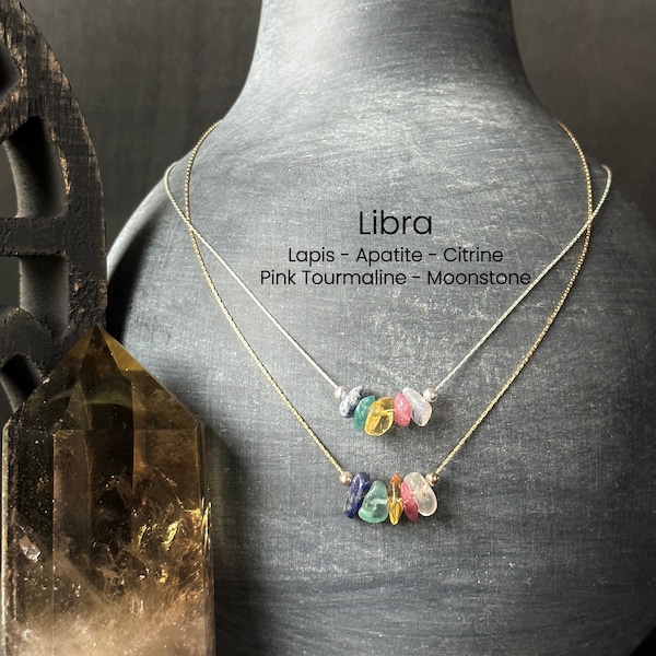 Libra Necklace Crystal Zodiac Necklace Personalized Minimalist Jewelry Gift