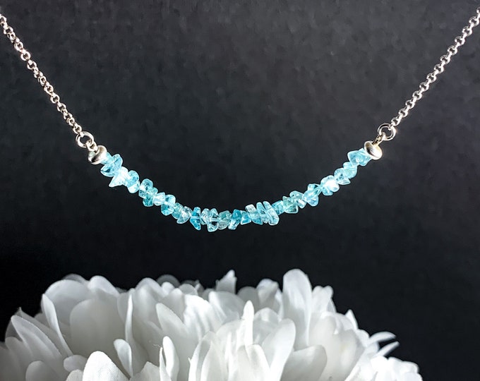 Sterling Apatite Necklace Healing Crystals Silver Jewelry Stone Necklace, Raw Apatite, Motivation Gifts, Apatite Crystal, Gift for Women