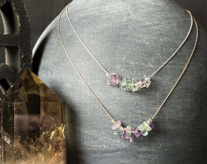 Fluorite Necklace Raw Crystals Jewelry Gifts for Her