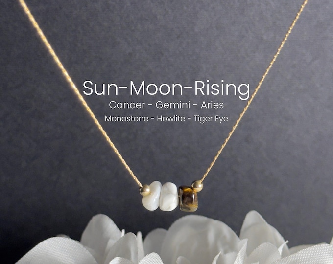 Custom Zodiac Sun Moon Rising Sign Astrology Jewelry Gift