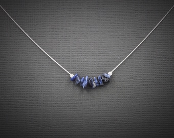 Sodalite Necklace Anxiety Relief Anxiety Necklace Crystal Necklace Blue Necklace Throat Chakra Choker Necklace Healing Crystals