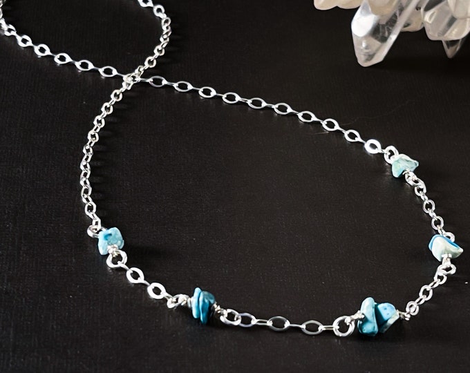 Raw Turquoise Satellite Chain Protection Necklace