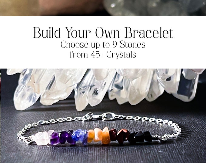 Custom Crystal Bracelet, Customized Healing Raw Crystals Bracelet, Personalized Protection Anxiety Jewelry Bracelet