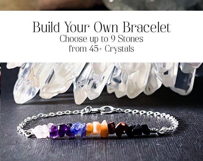 Mix and Match Custom Crystal Bracelet, Personalized Healing Raw Crystals Intentions Design Your Own