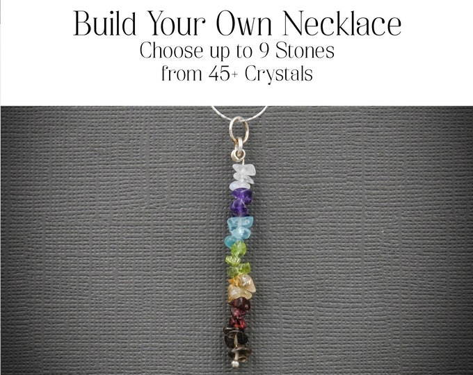 Build your own, customize, Mindfulness Gift, Chakra Pendant gem bar necklace, beaded bar necklace