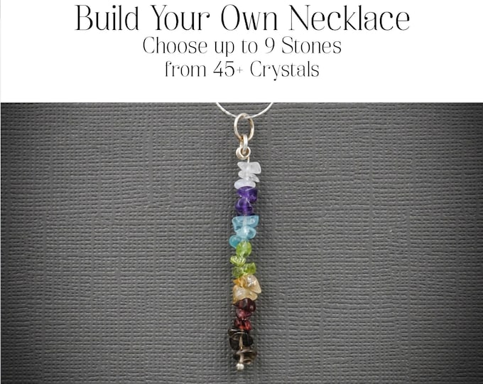 Build your own Custom Healing Crystal Pendant gem bar necklace beaded bar necklace Sterling Silver