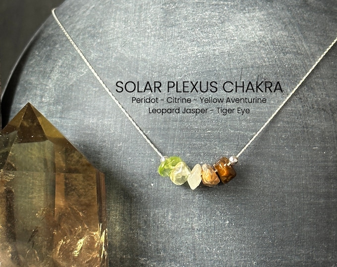 Solar Plexus Chakra Stones Necklace Raw Crystal Delicate Necklace Spiritual Gifts