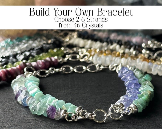 Custom Crystal Bracelet Boho Raw Stones Crystal Birthstone Jewelry