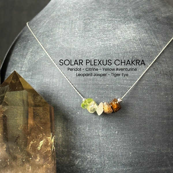 Solar Plexus Chakra Stones Necklace Raw Crystal Delicate Necklace Spiritual Gifts