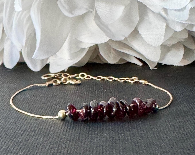 Garnet Bracelet Raw Crystal Ankle Bracelet Silver Gold Filled Dainty Bracelet or Anklet