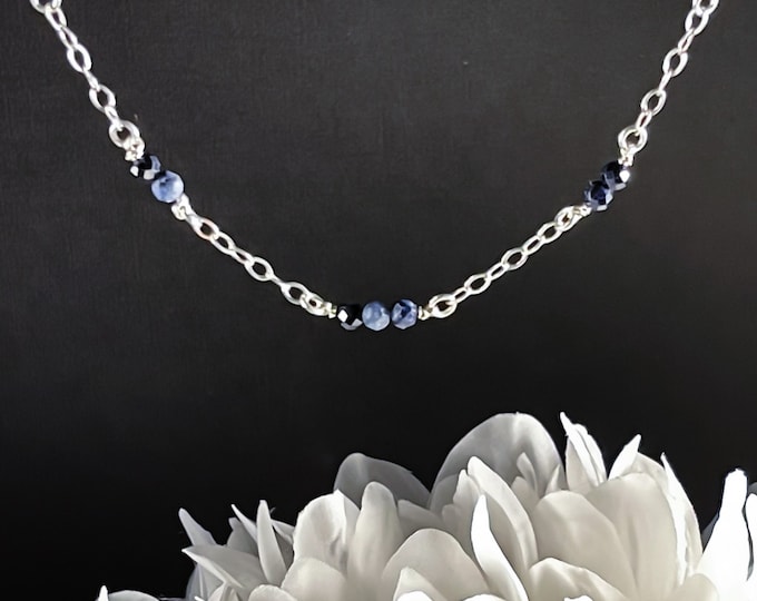 Beautiful Sapphire Crystal choker, Sapphire Satellite Station Necklace or Crystal beaded choker, Natural Genuine Real Sapphire gemstones