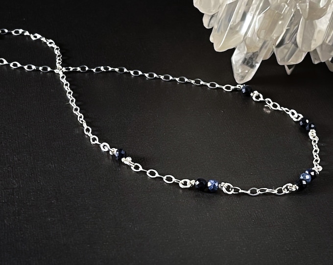 Sapphire Necklace Dainty Silver Choker Satellite Necklace