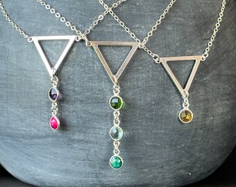 Custom Crystal Triangle Necklace Pendant Necklace