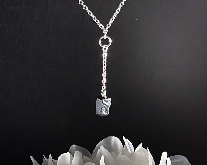 Black Tourmaline Y Lariat Necklace, EMF Protection Healing stone, Black Tourmaline necklace handmade from genuine crystal gemstone jewelry
