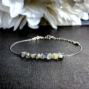 New Beginnings Labradorite Bracelet, Positive Energy Calming Bracelet Silver Anklet