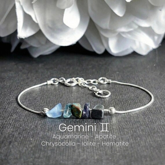 Gemini Bracelet Raw Crystal Anklet Zodiac Jewelry Astrology Gift Natural Stone Meaningful Gift for Friends, Custom Gift for Geminis