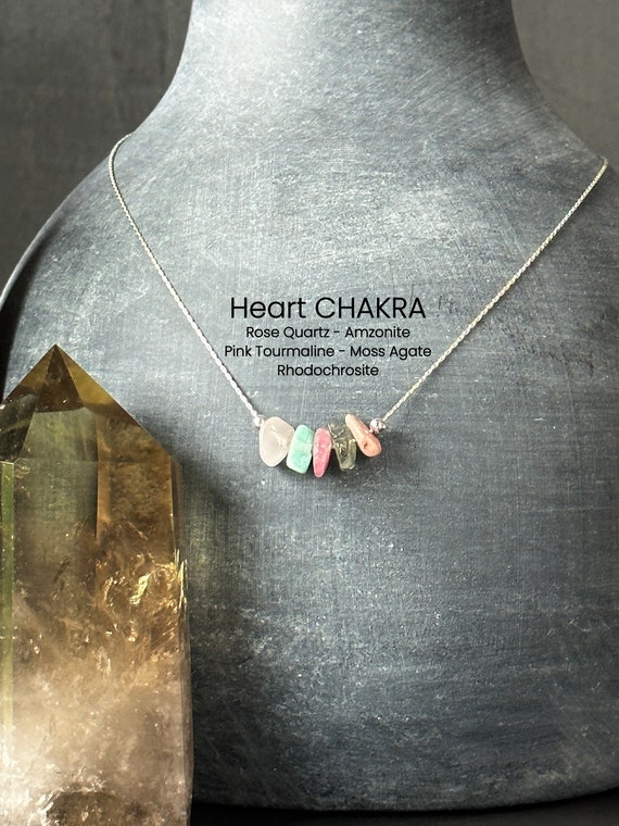 Heart Chakra Stones Necklace Raw Crystal Delicate Necklace Spiritual Gifts Etsy Canada