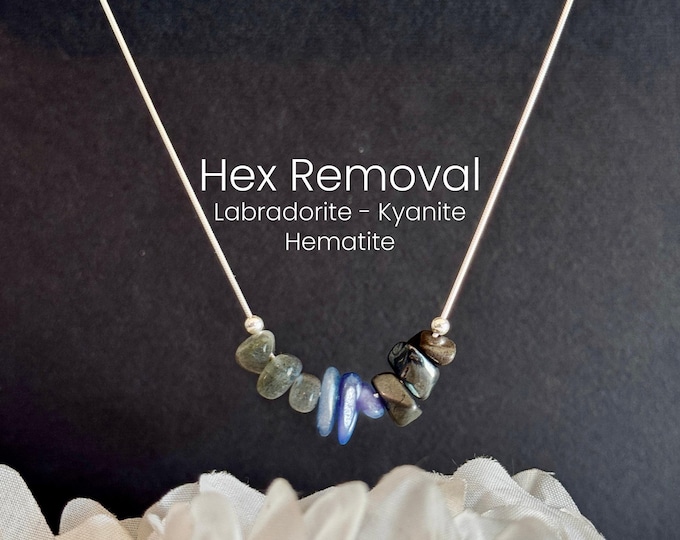 Hex Removal Raw Crystal Necklace, Return to Sender Spell Intention Necklace