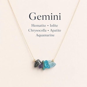 Gemini Necklace Raw Crystals Zodiac Sign Astrology Choker Crystal Jewelry