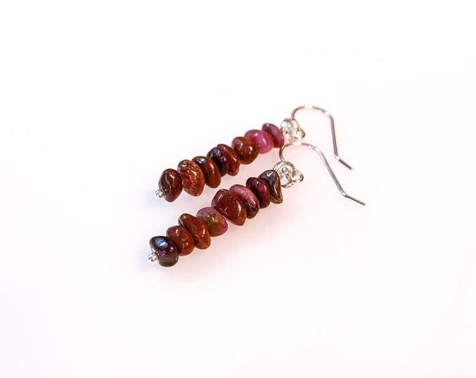 Raw Ruby Earrings Prosperity Jewelry, Raw crystal earrings, July Birthstone, pineal gland