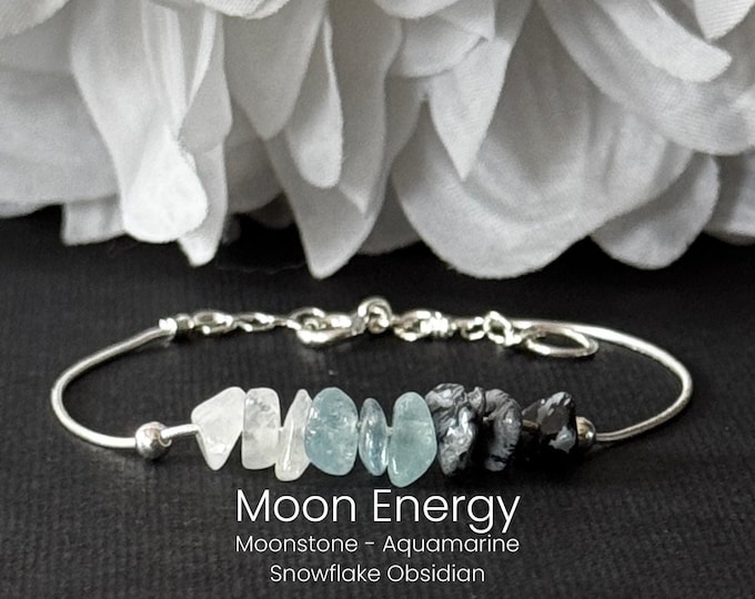 Moon Energy Bracelet or Anklet Raw Crystals for Intuition Healing Manifestation