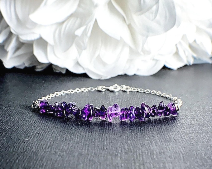 Amethyst Ankle Bracelet Raw Amethyst Bracelet Anklet Sterling Silver Gold Filled