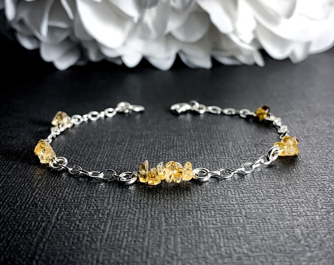 Citrine Crystal Satellite Chain Anklet Birthstone Bracelet