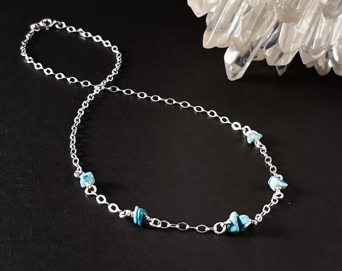 Raw Turquoise Satellite Chain Protection Necklace