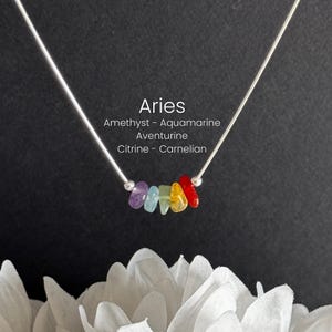 Aries Necklace Raw Crystals Zodiac Sign Astrology Choker Crystal Jewelry