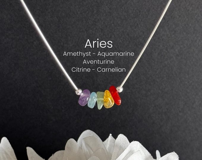 Aries Necklace Raw Crystals Zodiac Sign Astrology Choker Crystal Jewelry