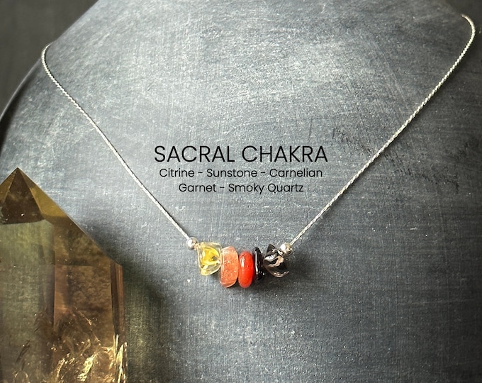 Sacral Chakra Stones Necklace Raw Crystal Delicate Necklace Spiritual Gifts