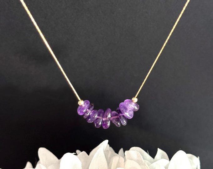 Amethyst Calming Necklace Empath jewelry, Aquarius Birthstone Anxiety Jewelry