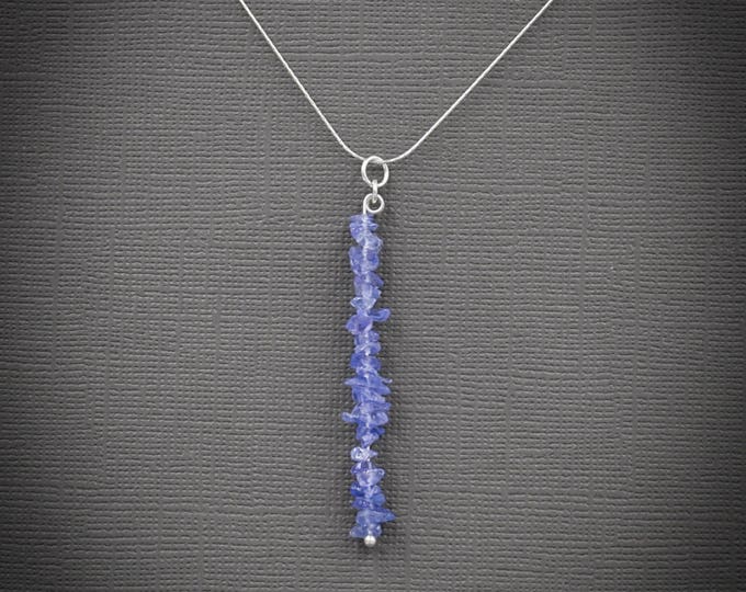 Tanzanite crystal pendant necklace, bar necklace, sterling silver, Sagittarius, Raw Crystal Necklace, December Birthstone