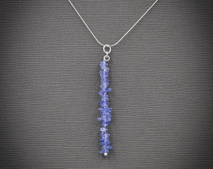 Tanzanite crystal pendant necklace, bar necklace, sterling silver, Sagittarius, Raw Crystal Necklace, December Birthstone