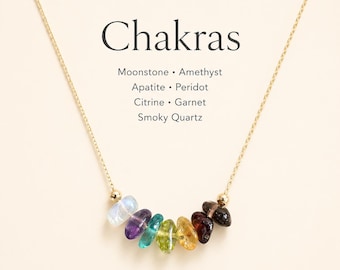 Collana Chakra, gioiello curativo dei 7 chakra, in argento sterling o riempito d'oro 14K