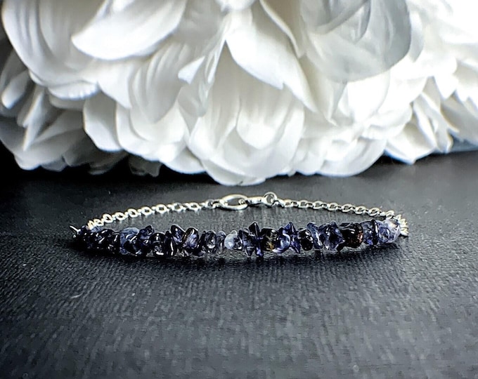 Iolite Raw Blue Bracelet Throat Chakra Everyday Bracelet Layering Bracelet Bridesmaids Bracelet Stacking Bracelets Bridesmaids Gift