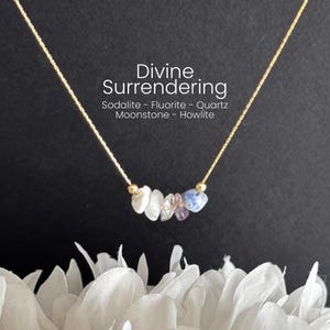 Surrender Necklace Raw Crystal Intention Jewelry for Letting Go and Trust the Process