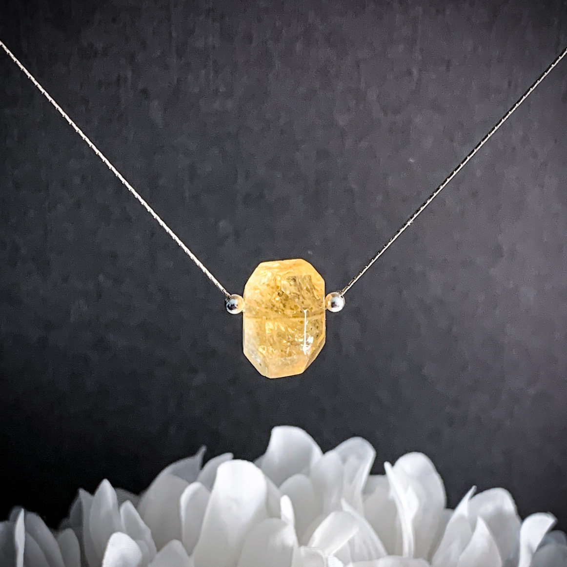 Women's Citrine Diamond Flower Necklace