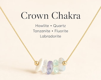 Crown Chakra Necklace Crystal Healing Gemstone Choker Spiritual Jewelry Meditation Gift Yoga Practitioner Reiki Energy Stone Sterling Silver