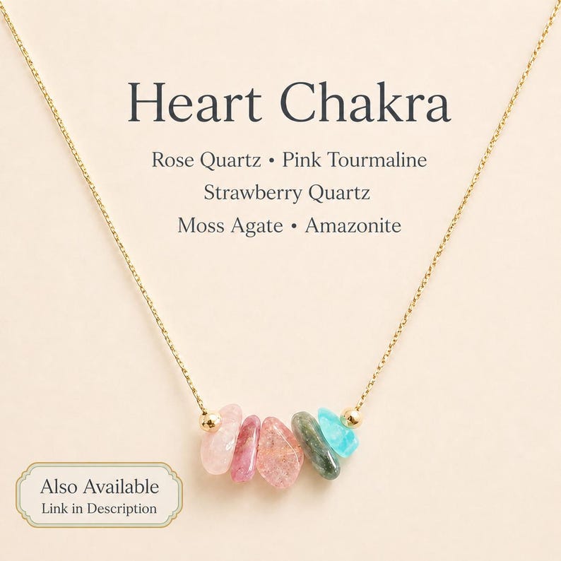 Heart Chakra Crystal Bracelet Gold Filled Anklet Silver Gemstone Meditation Gift Yoga Spiritual Wellness Accessory Rose Quartz Moss Agate image 7