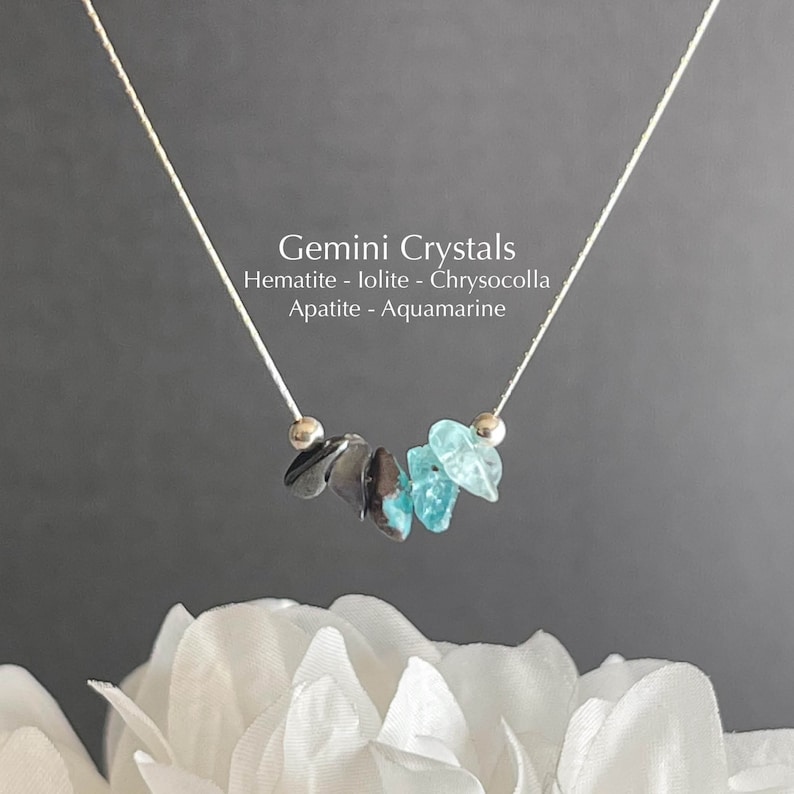 Gemini Necklace Raw Crystals Zodiac Sign Astrology Choker image 1