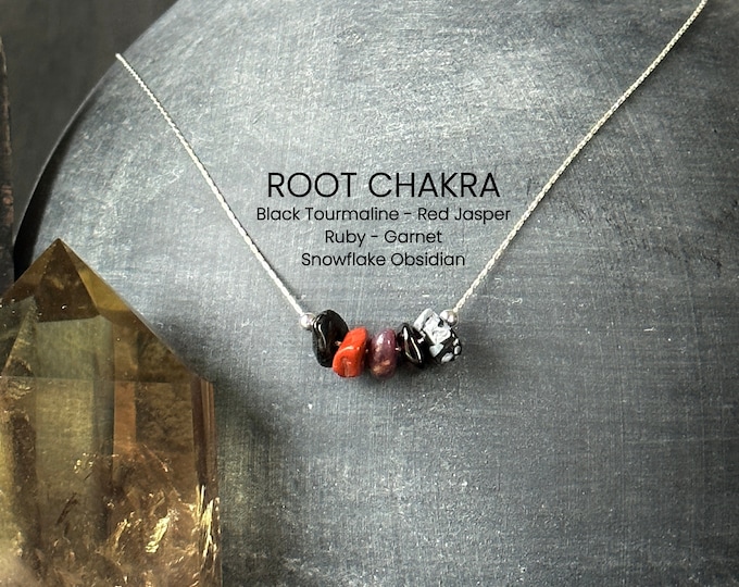 Root Chakra Stones Necklace Raw Crystal Delicate Necklace Spiritual Gifts