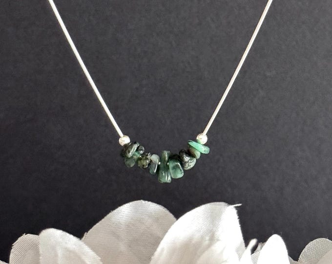 Raw Emerald Necklace Heart Chakra Healing Stone Crystal Birthstone Choker